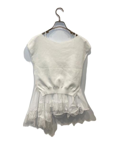 Snidel（スナイデル）Snidel (スナイデル) フリルレイヤードニットプルオーバー SWNT262095 ホワイト サイズ:FREEの古着・服飾アイテム