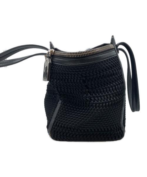 Salvatore Ferragamo（サルヴァトーレ フェラガモ）Salvatore Ferragamo (サルヴァトーレ フェラガモ) 編み込みハンドバッグ　DY-21 E451 ブラックの古着・服飾アイテム