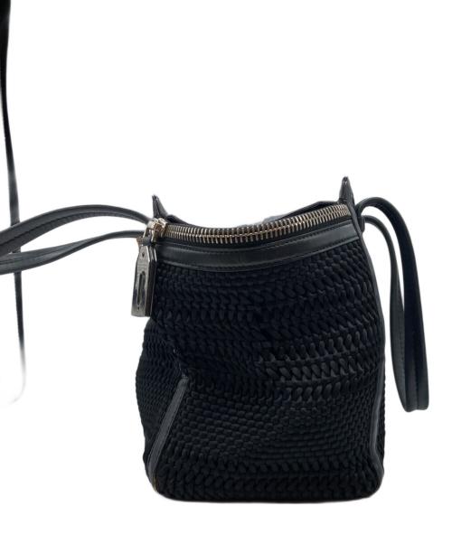 Salvatore Ferragamo（サルヴァトーレ フェラガモ）Salvatore Ferragamo (サルヴァトーレ フェラガモ) 編み込みハンドバッグ　DY-21 E451 ブラックの古着・服飾アイテム