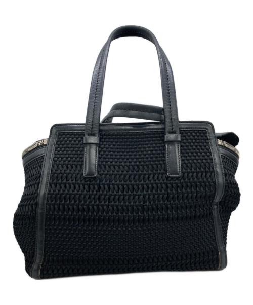 Salvatore Ferragamo（サルヴァトーレ フェラガモ）Salvatore Ferragamo (サルヴァトーレ フェラガモ) 編み込みハンドバッグ　DY-21 E451 ブラックの古着・服飾アイテム