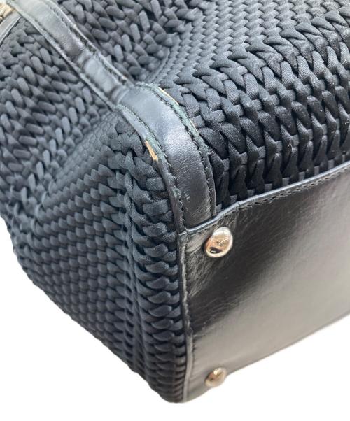 Salvatore Ferragamo（サルヴァトーレ フェラガモ）Salvatore Ferragamo (サルヴァトーレ フェラガモ) 編み込みハンドバッグ　DY-21 E451 ブラックの古着・服飾アイテム