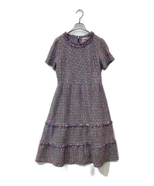Rose Tiara（ローズティアラ）Rose Tiara (ローズティアラ) ファンシーツイードワンピース 51011-401 ネイビー サイズ:38の古着・服飾アイテム