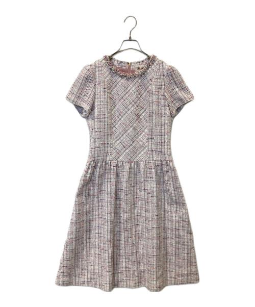 Rose Tiara（ローズティアラ）Rose Tiara (ローズティアラ) ファンシーツイードワンピース 51011-201 ピンク サイズ:38の古着・服飾アイテム