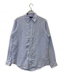 POLO RALPH LAUREN（ポロ・ラルフローレン）の古着「ストライプリネンシャツ」｜スカイブルー