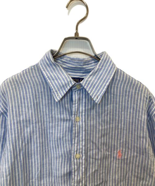 POLO RALPH LAUREN（ポロ・ラルフローレン）POLO RALPH LAUREN (ポロ・ラルフローレン) ストライプリネンシャツ スカイブルー サイズ:Mの古着・服飾アイテム