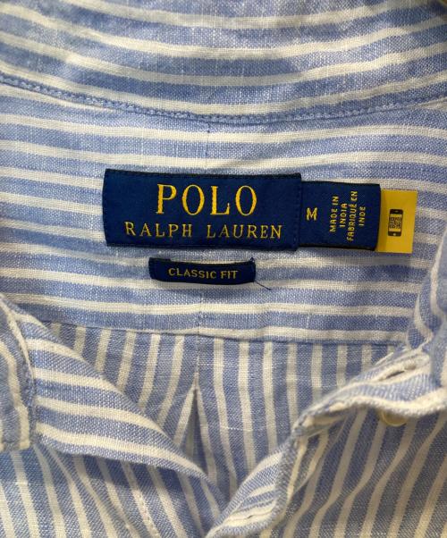 POLO RALPH LAUREN（ポロ・ラルフローレン）POLO RALPH LAUREN (ポロ・ラルフローレン) ストライプリネンシャツ スカイブルー サイズ:Mの古着・服飾アイテム