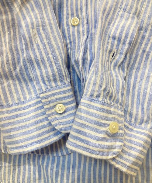 POLO RALPH LAUREN（ポロ・ラルフローレン）POLO RALPH LAUREN (ポロ・ラルフローレン) ストライプリネンシャツ スカイブルー サイズ:Mの古着・服飾アイテム