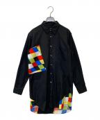 COMME des GARCONS HOMME PLUSコムデギャルソンオムプリュス）の古着「ジオメトリックパターン ロング長袖シャツ 2023SS アナザーカインドオブパンク期 PK-B006」｜ブラック