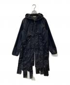 BLACK COMME des GARCONSブラックコムデギャルソン）の古着「短冊ナイロンコート 2019AW 1D-J041」｜ブラック