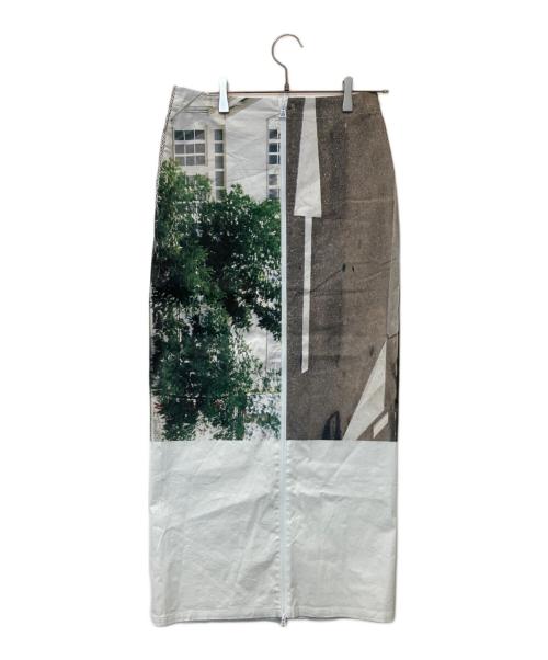 ISSEY MIYAKE（イッセイミヤケ）ISSEY MIYAKE (イッセイミヤケ) STREET VIEW ストリートビュー プリントスカート IM53FG027  ライトブルー サイズ:2の古着・服飾アイテム