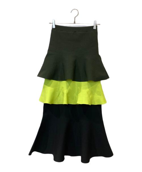 OMMO（オーエムエムオー）OMMO (オーエムエムオー) TIERED KT SK　882420800101 グリーン サイズ:36の古着・服飾アイテム