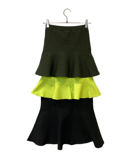 OMMO（オーエムエムオー）OMMO (オーエムエムオー) TIERED KT SK　882420800101 グリーン サイズ:36の古着・服飾アイテム