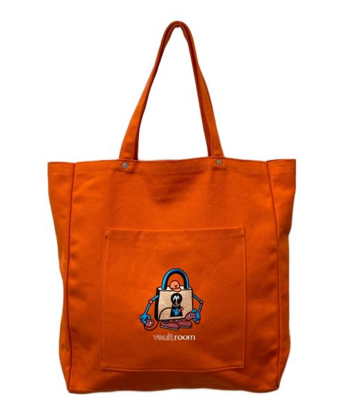 vault room（ボルトルーム）vault room (ボルトルーム) LOGO CANVAS TOTE BAG ロゴ キャンバス トートバッグ オレンジの古着・服飾アイテム