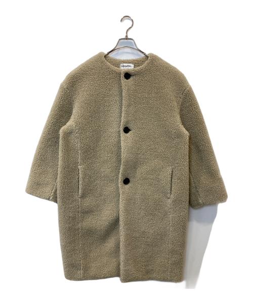 Gymphlex（ジムフレックス）Gymphlex (ジムフレックス) ライトボア ノーカラーコート　GY-A0729 ベージュ サイズ:12の古着・服飾アイテム