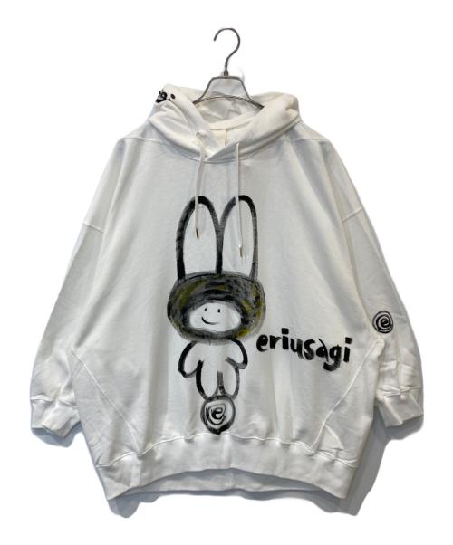 eriutsugi（エリウツギ）eriutsugi (エリウツギ) ブラッシュモチーフパーカー　EU22-JT14-2 ホワイト サイズ:SBの古着・服飾アイテム