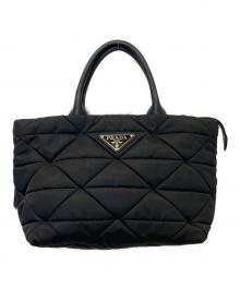 PRADA（プラダ）の古着「ミディアム パデッド Re-Nylon xレザー トートバッグ 1BG436」｜ブラック