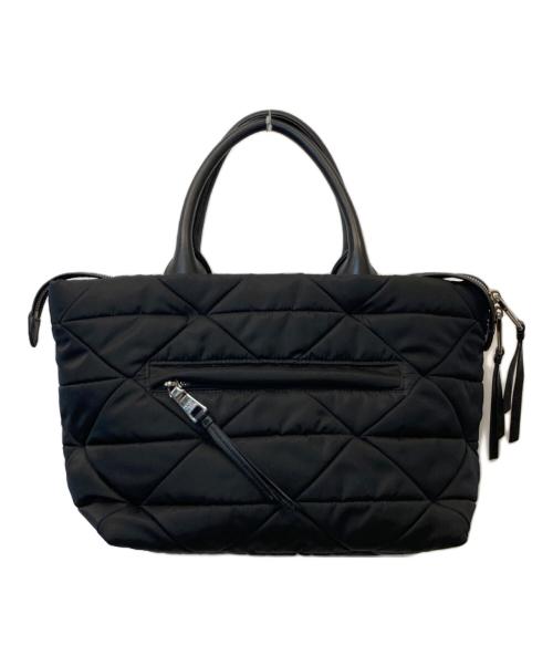 PRADA（プラダ）PRADA (プラダ) ミディアム パデッド Re-Nylon xレザー トートバッグ 1BG436 ブラックの古着・服飾アイテム