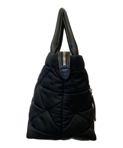 PRADA（プラダ）PRADA (プラダ) ミディアム パデッド Re-Nylon xレザー トートバッグ 1BG436 ブラックの古着・服飾アイテム