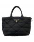 PRADA（プラダ）の古着「ミディアム パデッド Re-Nylon xレザー トートバッグ 1BG436」｜ブラック