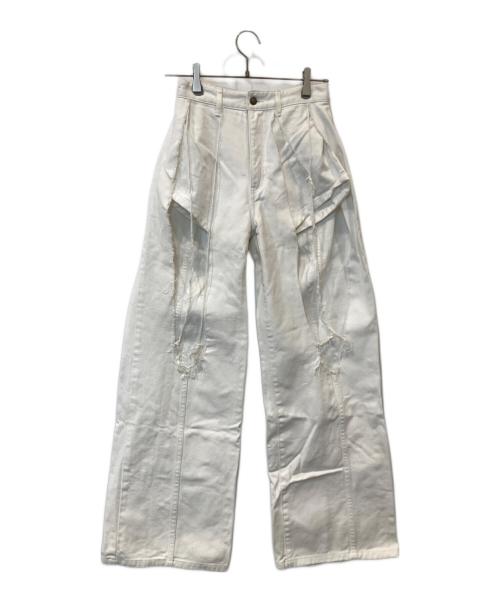 melt the lady（メルトザレディ）MELT THE LADY (メルトザレディ) damage open slash pants　M32302 ホワイト サイズ:Mの古着・服飾アイテム