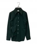 MADISONBLUEマディソンブルー）の古着「HIGH COLLAR MADAME WOOL SHIRT  ハイ カラー マダム ウール シャツ MB184-5011」｜グリーン