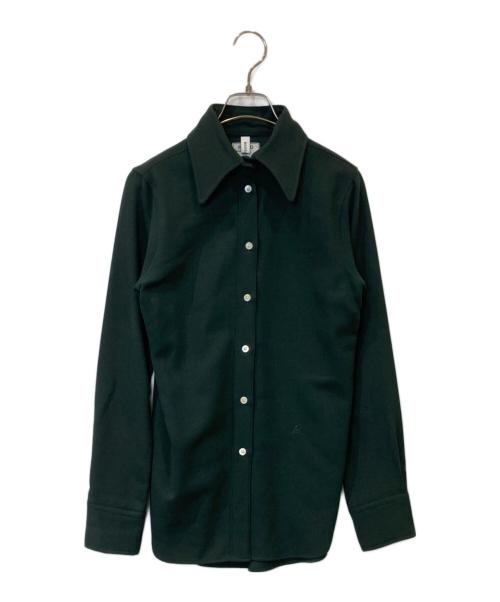 MADISONBLUE（マディソンブルー）MADISONBLUE (マディソンブルー) HIGH COLLAR MADAME WOOL SHIRT  ハイ カラー マダム ウール シャツ MB184-5011 グリーン サイズ:1の古着・服飾アイテム