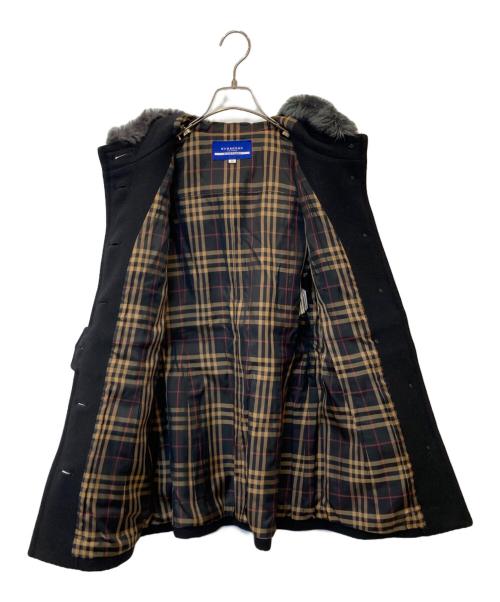 BURBERRY BLUE LABEL（バーバリー ブルー レーベル）BURBERRY BLUE LABEL (バーバリー ブルー レーベル) ファー付カシミヤ混コート　FCF44-712-09 ブラック サイズ:38の古着・服飾アイテム