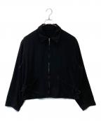 COMOLIコモリ）の古着「シルクネップ ジップショートジャケット　B01-01003」｜ブラック