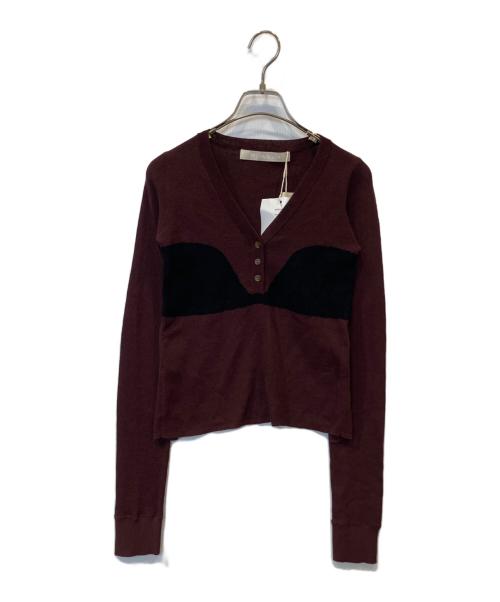 LEINWANDE（ラインヴァンド）LEINWANDE (ラインヴァンド) Bra Intarsia Knit　0225030506 ボルドー サイズ:Fの古着・服飾アイテム