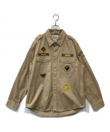 BAPE BY A BATHING APE（ベイプバイアベイシングエイプ）の古着「ミリタリーシャツ 001SH0301010X」｜ベージュ