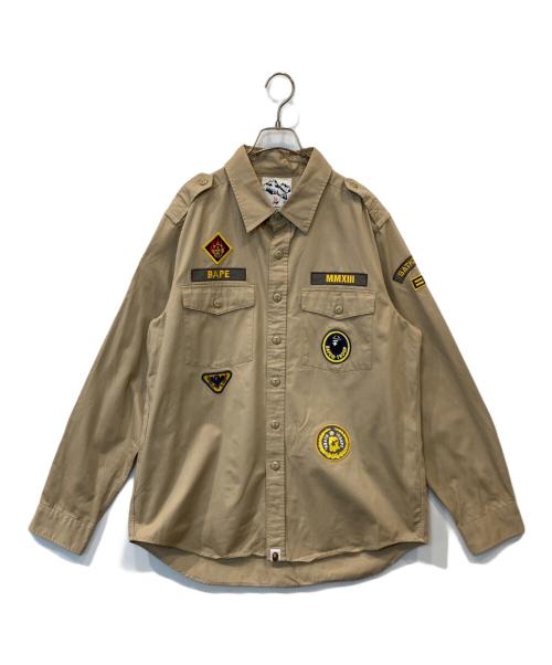 BAPE BY A BATHING APE（ベイプバイアベイシングエイプ）BAPE BY A BATHING APE (ベイプバイアベイシングエイプ) ミリタリーシャツ 001SH0301010X ベージュ サイズ:XXLの古着・服飾アイテム