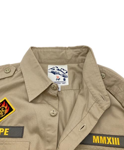 BAPE BY A BATHING APE（ベイプバイアベイシングエイプ）BAPE BY A BATHING APE (ベイプバイアベイシングエイプ) ミリタリーシャツ 001SH0301010X ベージュ サイズ:XXLの古着・服飾アイテム