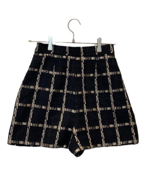 sheller（シェリエ）sheller (シェリエ) メタリックツイードキュロット 	241046 ブラック サイズ:M 未使用品の古着・服飾アイテム