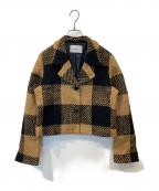 shellerシェリエ）の古着「ブロックチェックショートジャケット　311082」｜ブラウン