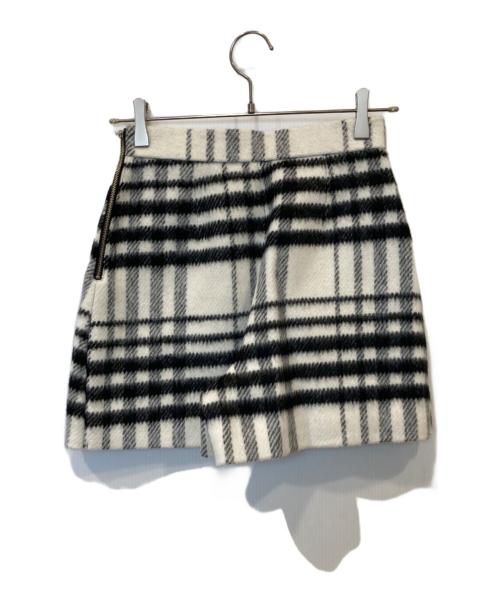 sheller（シェリエ）sheller (シェリエ) ウール混チェックミニスカート ホワイト×ブラック サイズ:M 未使用品の古着・服飾アイテム