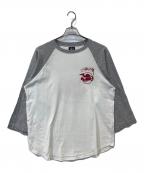stussyステューシー）の古着「ラグランカットソー」｜ホワイト×グレー