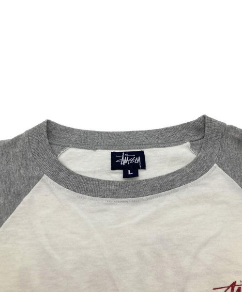 stussy（ステューシー）stussy (ステューシー) ラグランカットソー ホワイト×グレー サイズ:Lの古着・服飾アイテム