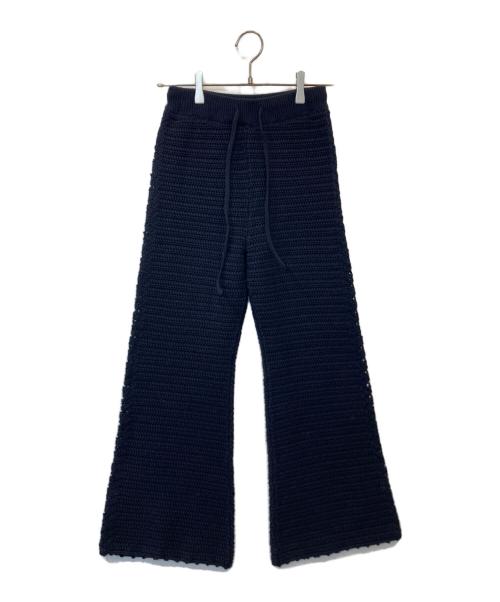 Lily Brown（リリーブラウン）Lily Brown (リリーブラウン) クロシェトリムニットパンツ LWNP262087 ネイビー サイズ:FREEの古着・服飾アイテム
