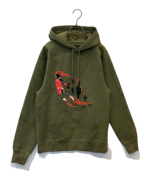 JORDAN BRAND（ジョーダン ブランド）JORDAN BRAND (ジョーダン ブランド) TRAVIS SCOTT (トラヴィススコット) Washed Suede Hoodie CN3422-222 カーキ サイズ:XSの古着・服飾アイテム