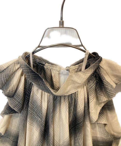 Snidel（スナイデル）Snidel (スナイデル) フリルスリーブチェックワンピース　SWFO264009 ベージュの古着・服飾アイテム