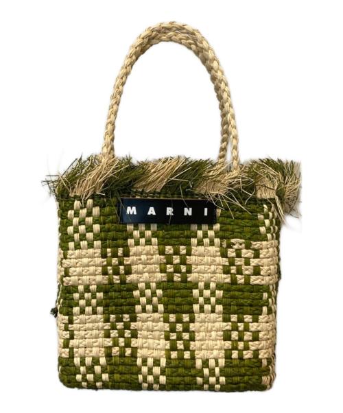 MARNI（マルニ）MARNI (マルニ) IRACA PALM MED BAG グリーン×ベージュの古着・服飾アイテム
