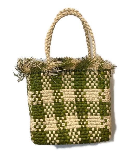 MARNI（マルニ）MARNI (マルニ) IRACA PALM MED BAG グリーン×ベージュの古着・服飾アイテム