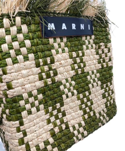 MARNI（マルニ）MARNI (マルニ) IRACA PALM MED BAG グリーン×ベージュの古着・服飾アイテム