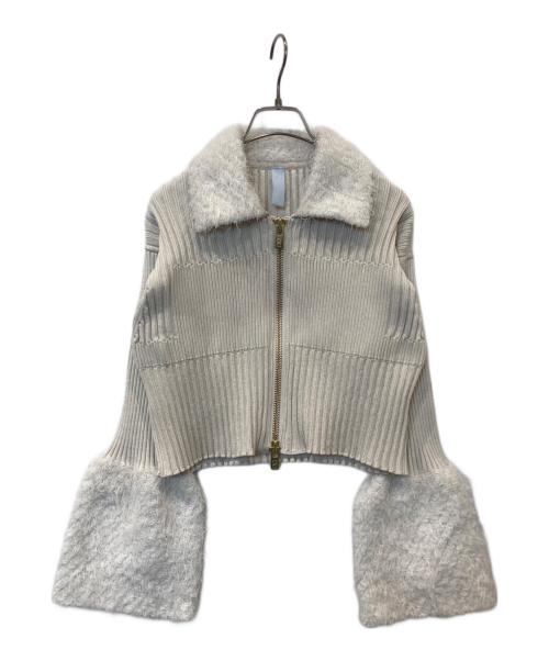 CFCL（シーエフシーエル）CFCL FLUTED PILE GLITTER CROPPED ZIP SHIRT CARDIGAN 「フルーテッド パイル グリッター クロップド ジップ シャツ カーディガン CF010KE179JP00 ベージュ サイズ:1の古着・服飾アイテム