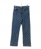 Calvin Kleinカルバンクライン）の古着「Allover Logo 90's Straight Jeans　4RD766G」｜インディゴ