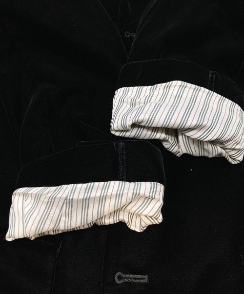 BURBERRY BLACK LABEL（バーバリーブラックレーベル）BURBERRY BLACK LABEL (バーバリーブラックレーベル) 裏地総柄ベロアテーラードジャケット　BMP34-113-09 ブラック サイズ:Sの古着・服飾アイテム