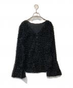 Ameriアメリ）の古着「FURYL JACQUARD TOP フリルジャガードトップス 0225204560230」｜ブラック