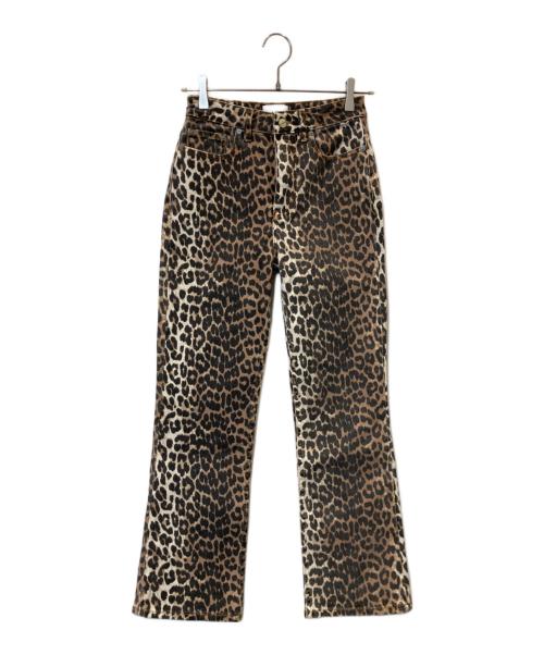 GANNI（ガニー）Ganni (ガニー) Betzy Cropped  レオパードクロップドデニムパンツ」 32-04-24-04002 ブラウン サイズ:25 未使用品の古着・服飾アイテム