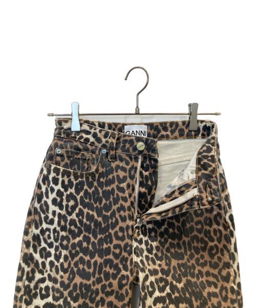 GANNI（ガニー）Ganni (ガニー) Betzy Cropped  レオパードクロップドデニムパンツ」 32-04-24-04002 ブラウン サイズ:25 未使用品の古着・服飾アイテム