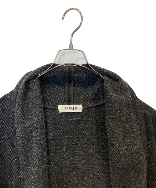 tumugu（ツムグ）tumugu (ツムグ) ヘリンボンドットジャガード ガウンコート TB22340 グレー サイズ:FREEの古着・服飾アイテム